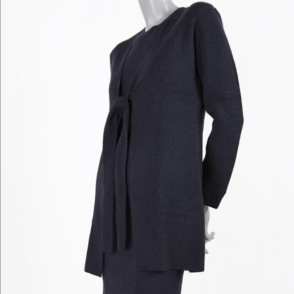 NWT Black Goat Cashmere Front Tie Cardigan - Picture 2 of 6